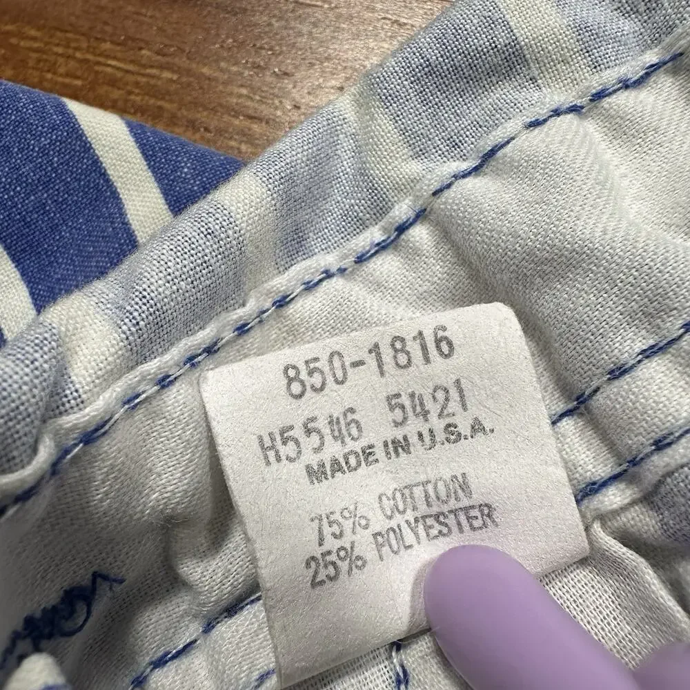 Vintage OshKosh B'Gosh Overalls Baby 12M Blue Stripe USA Made Snaps Railroad VTG